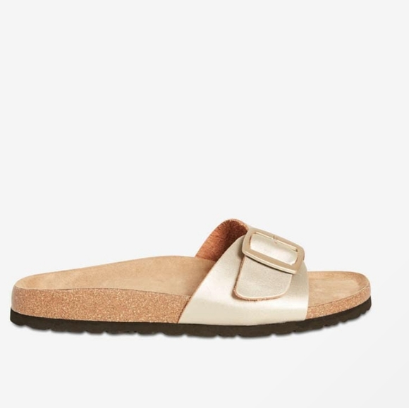 Joe Fresh Gold Big Buckle Slides Sz 6 - Picture 11 of 11